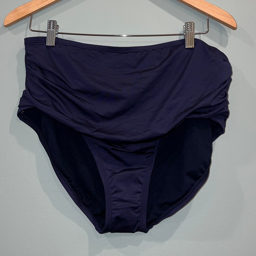 Kona Sol Ruched High-Waist Swim Bottom